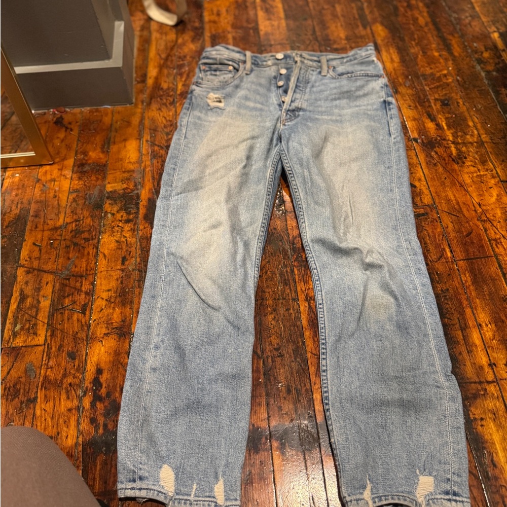 Mothers Distressed Light Blue Jeans